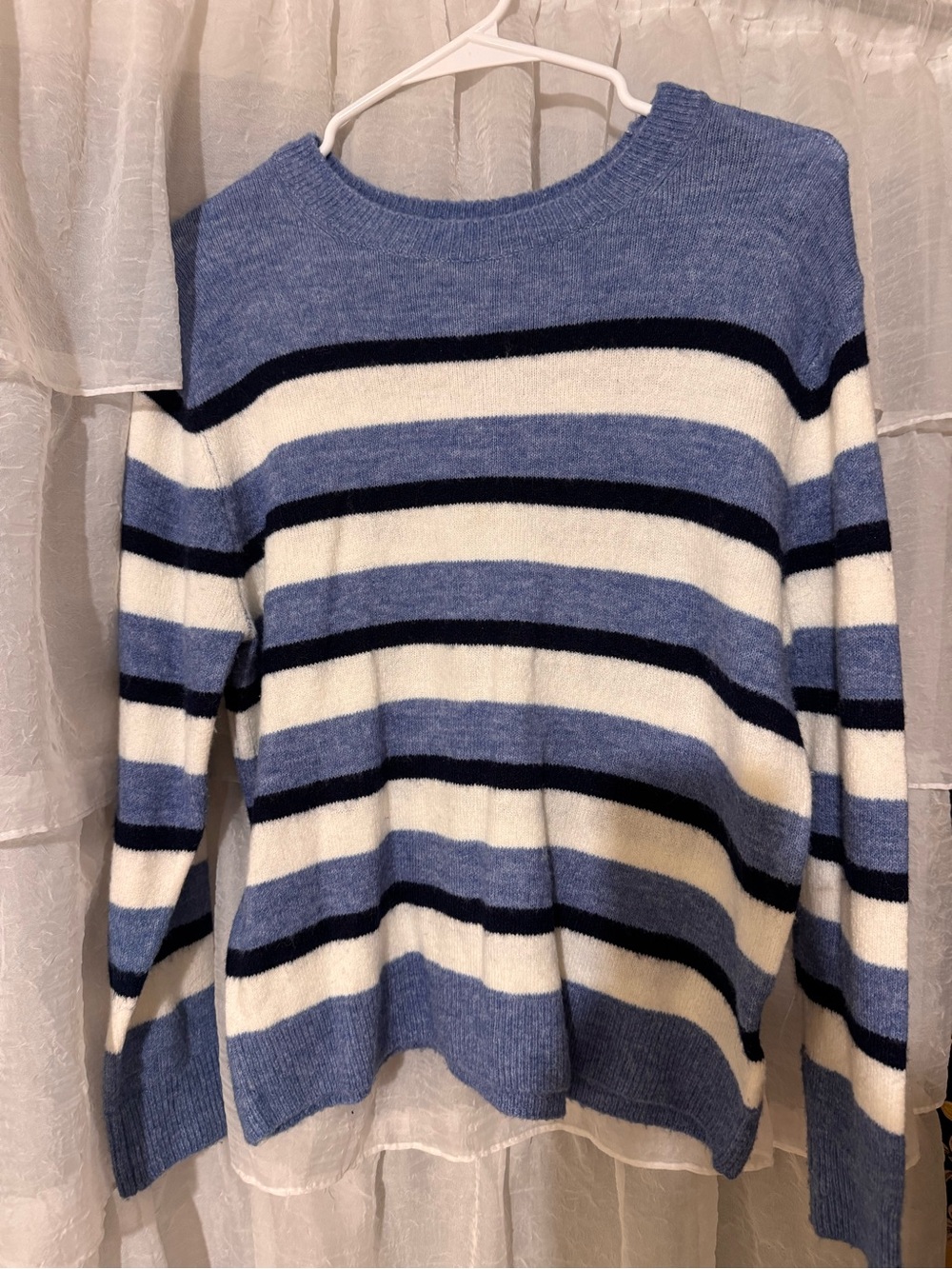 H&M Blue, White & Navy Striped Crewneck Sweater